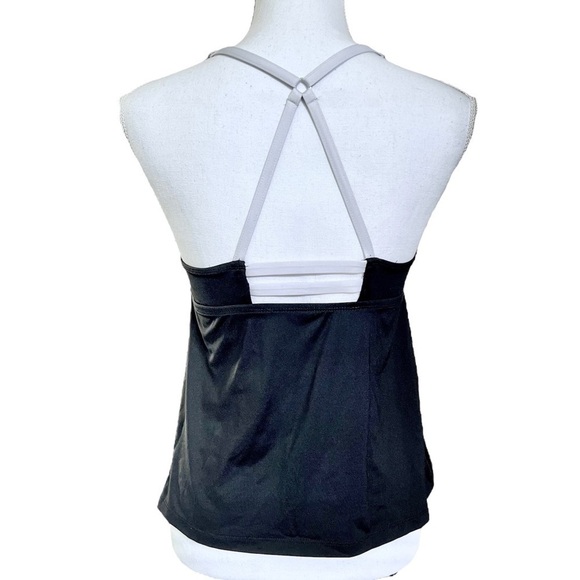 Black & White Racerback Tankini Top Bathing Suit with Adjustable Straps Size S - Picture 4 of 7